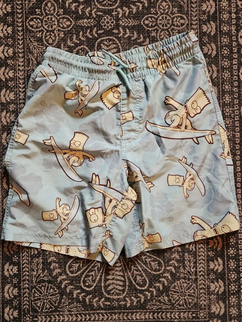 Light Blue Bart Simpson Surf Swim Shorts